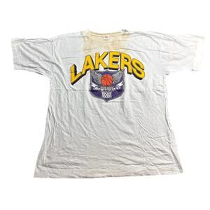 Los Angeles Lakers Distressed T Shirt Single Stitch  Xl Basketball